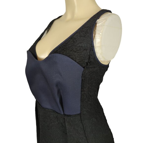Sonia Rykiel Sleeveless lace black navy blue cocktail Sheath dress sz 38 sz 8 - Picture 7 of 16